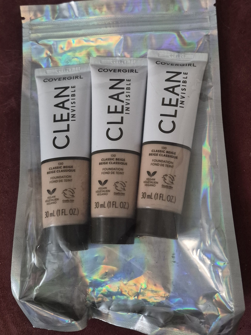 3 New COVERGIRL Clean Invisible Foundation Tubes in Classic Beige